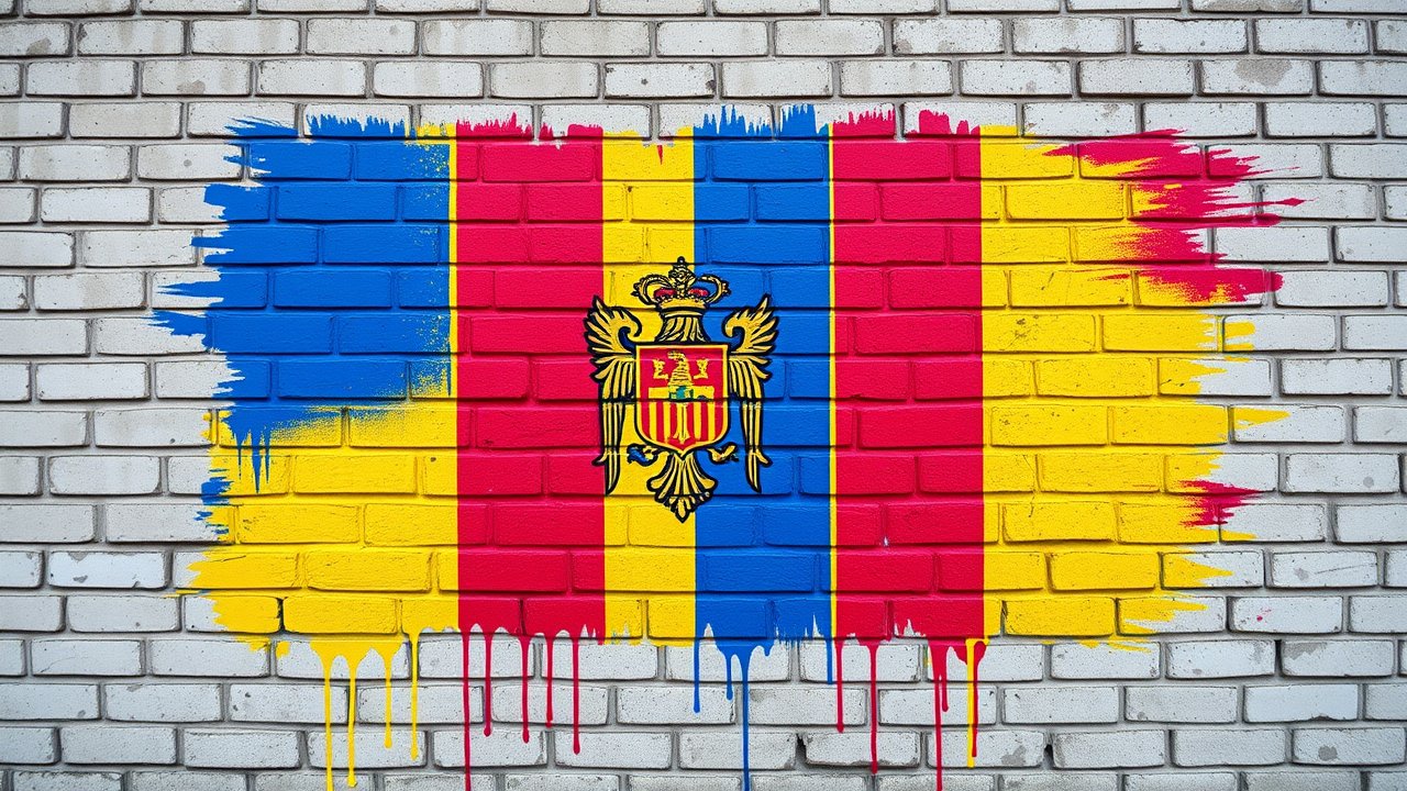 Flag of Moldova 🇲🇩 in street art / graffiti style