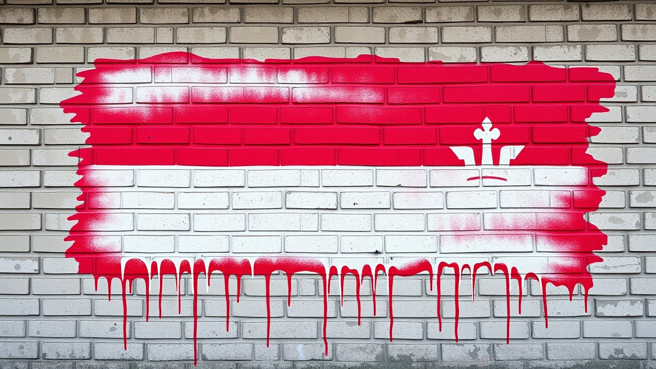 Flag of Monaco 🇲🇨 in street art / graffiti style