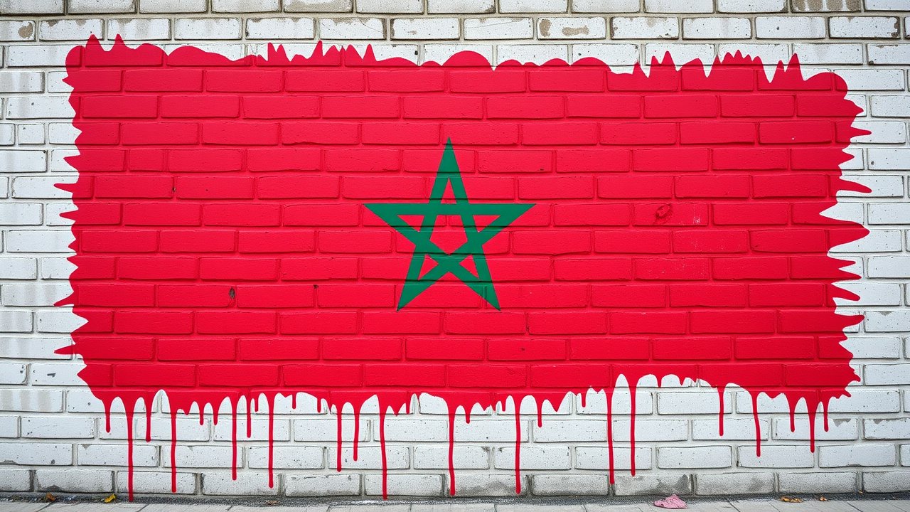 Flag of Morocco 🇲🇦 in street art / graffiti style