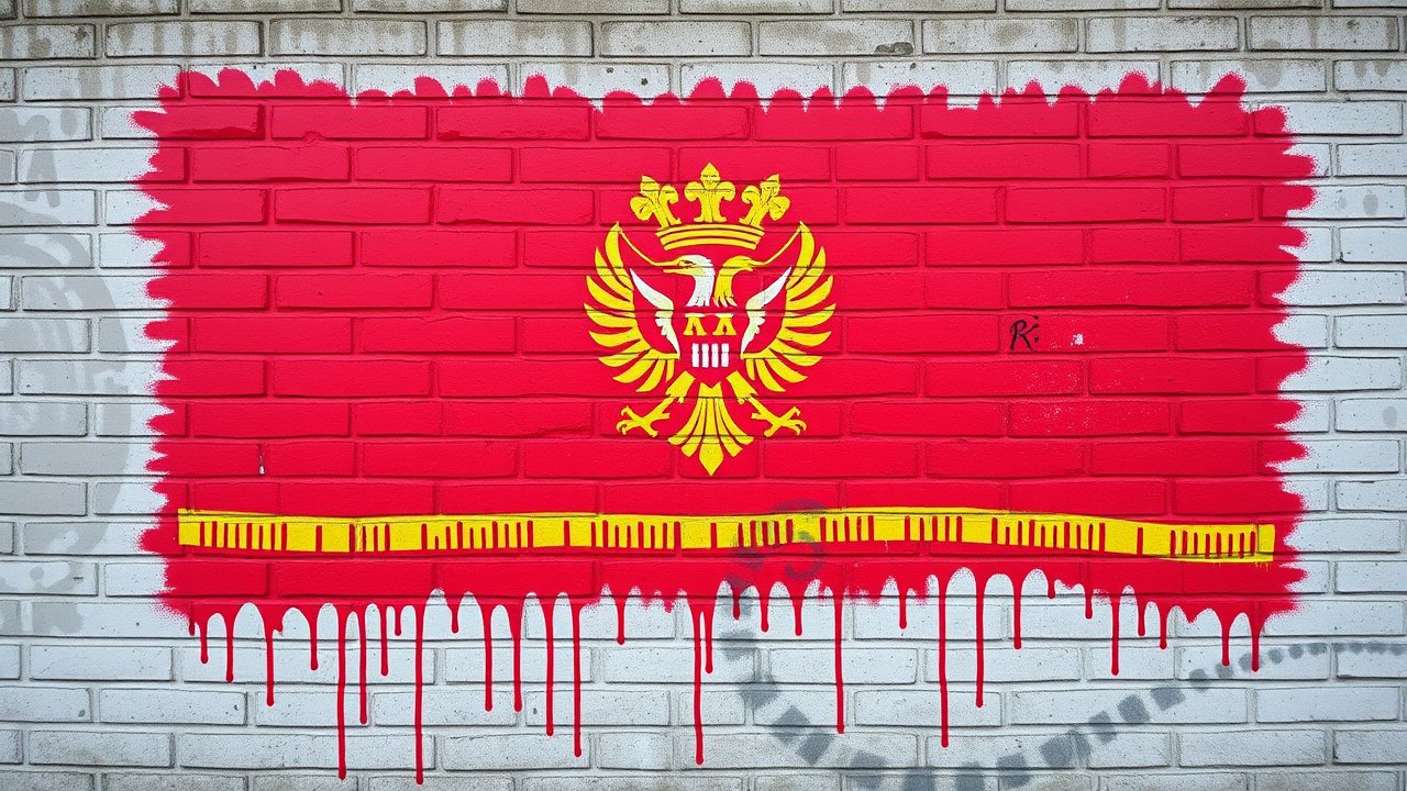 Flag of Montenegro 🇲🇪 in street art / graffiti style
