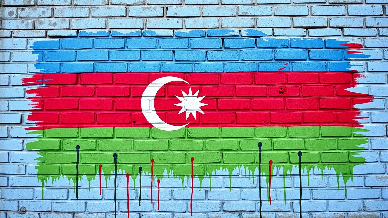 Flag of Azerbaijan 🇦🇿 in street art / graffiti style