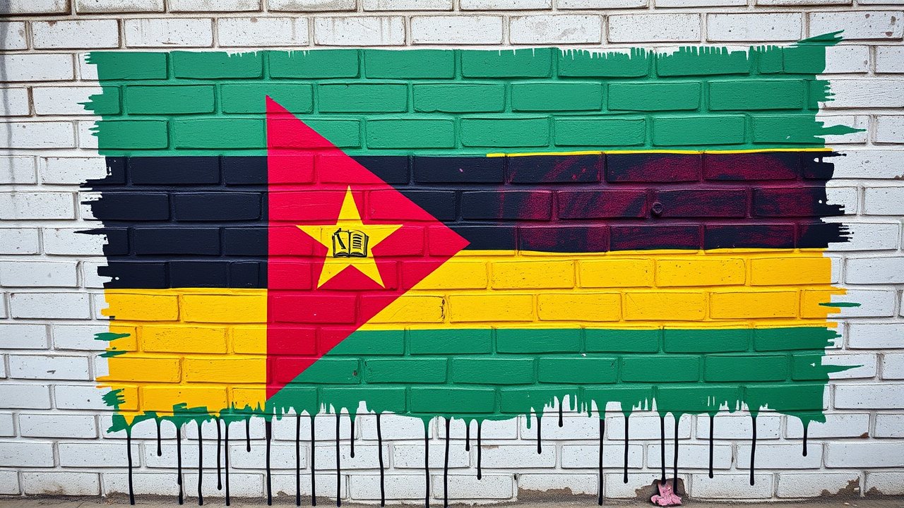Flag of Mozambique 🇲🇿 in street art / graffiti style
