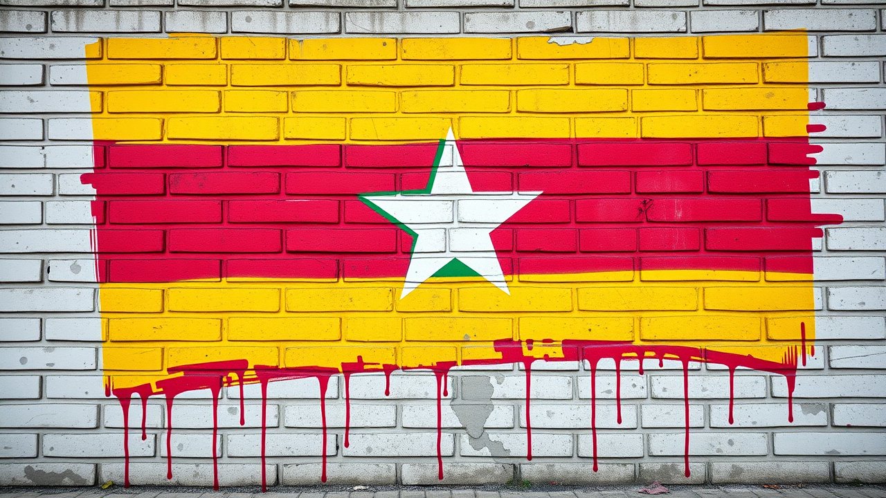 Flag of Myanmar (Burma) 🇲🇲 in street art / graffiti style