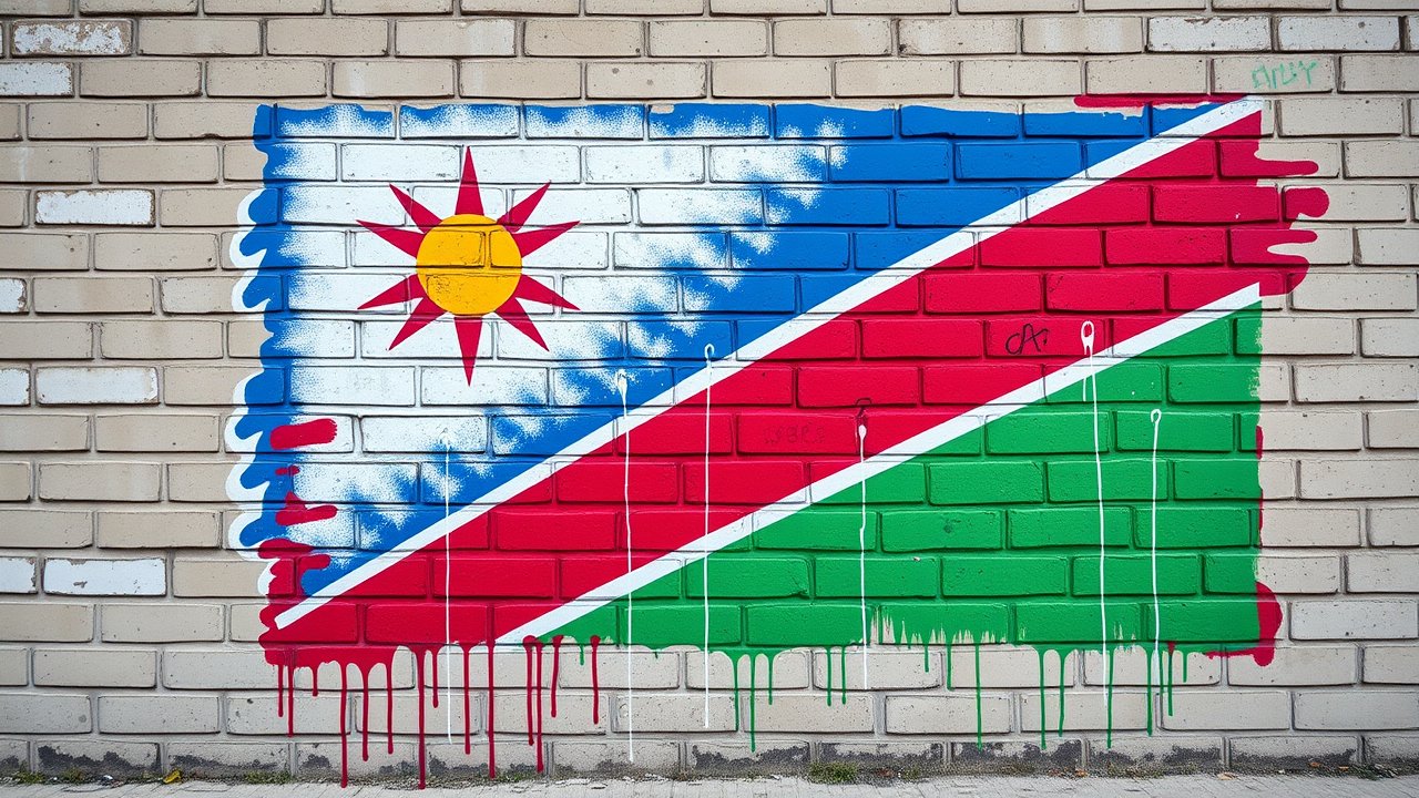 Flag of Namibia 🇳🇦 in street art / graffiti style