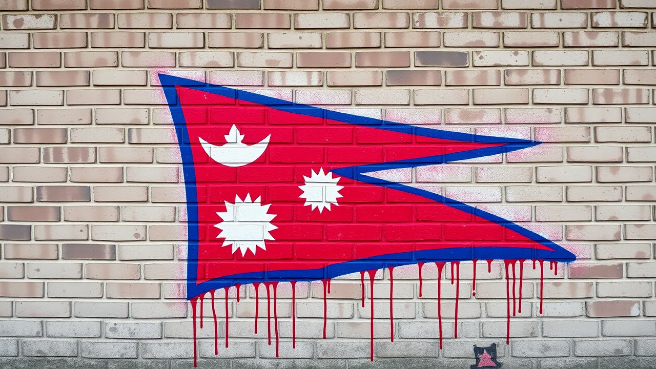 Flag of Nepal 🇳🇵 in street art / graffiti style