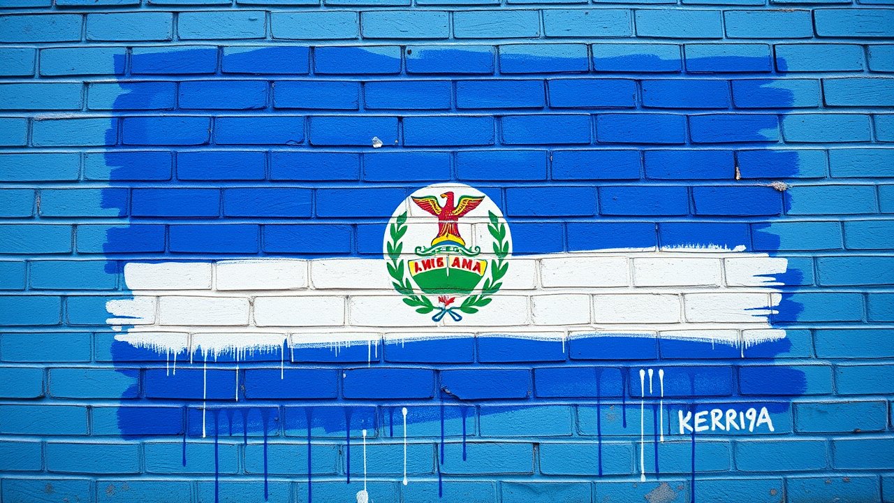Flag of Nicaragua 🇳🇮 in street art / graffiti style