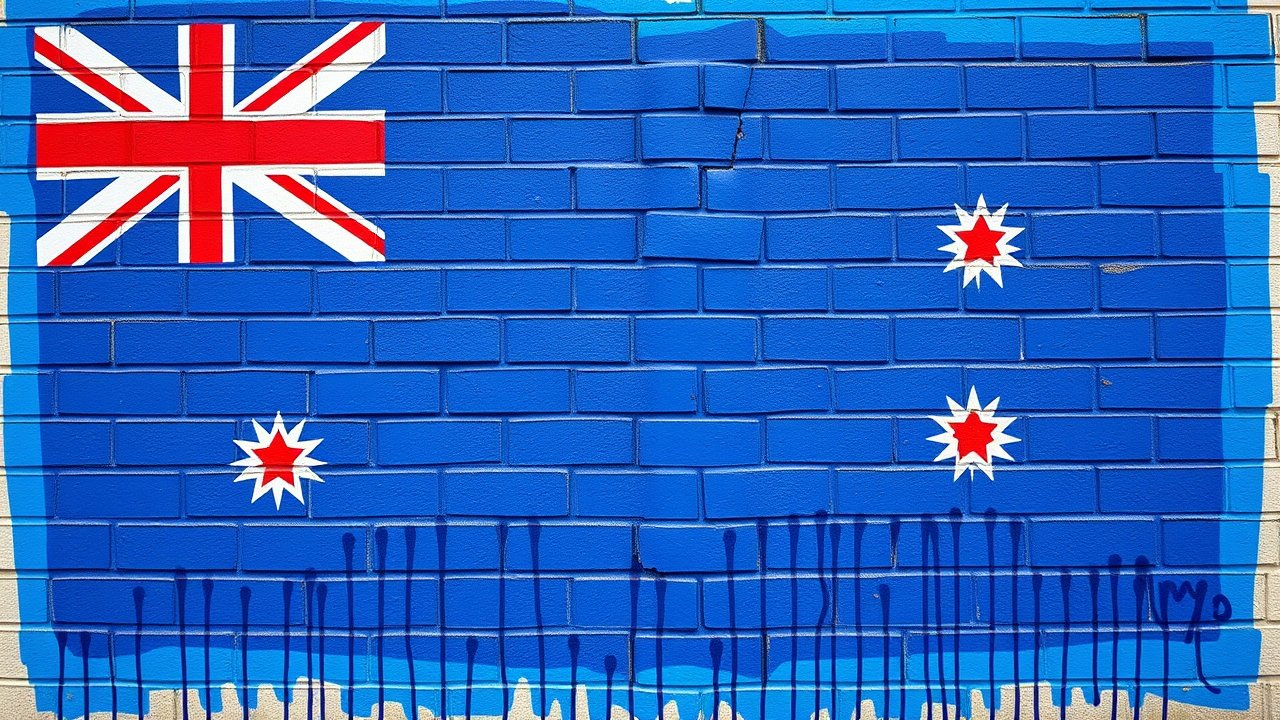 Flag of New Zealand 🇳🇿 in street art / graffiti style