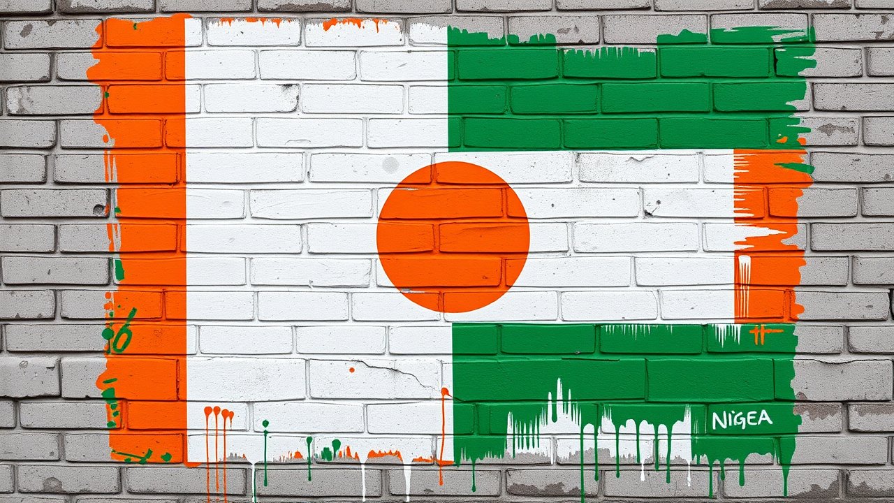 Flag of Niger 🇳🇪 in street art / graffiti style
