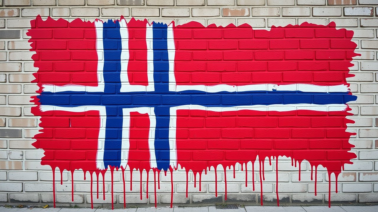 Flag of Norway 🇳🇴 in street art / graffiti style