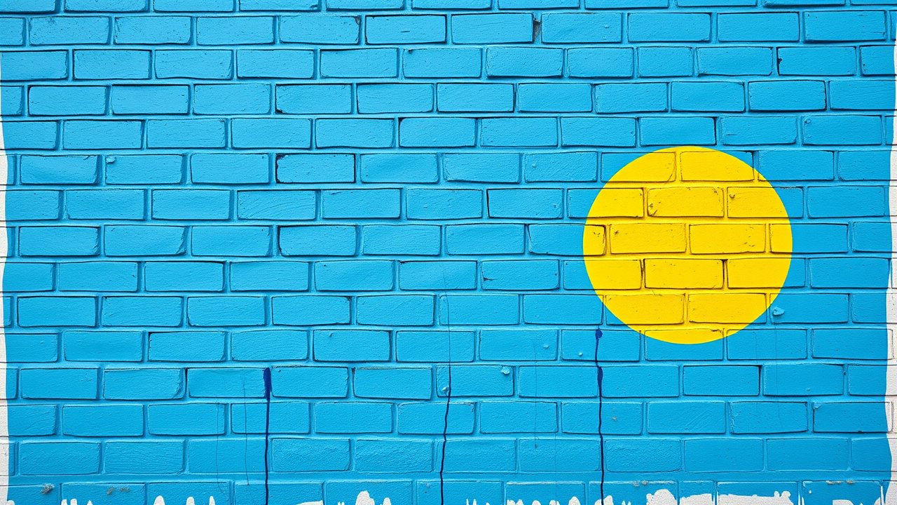Flag of Palau 🇵🇼 in street art / graffiti style
