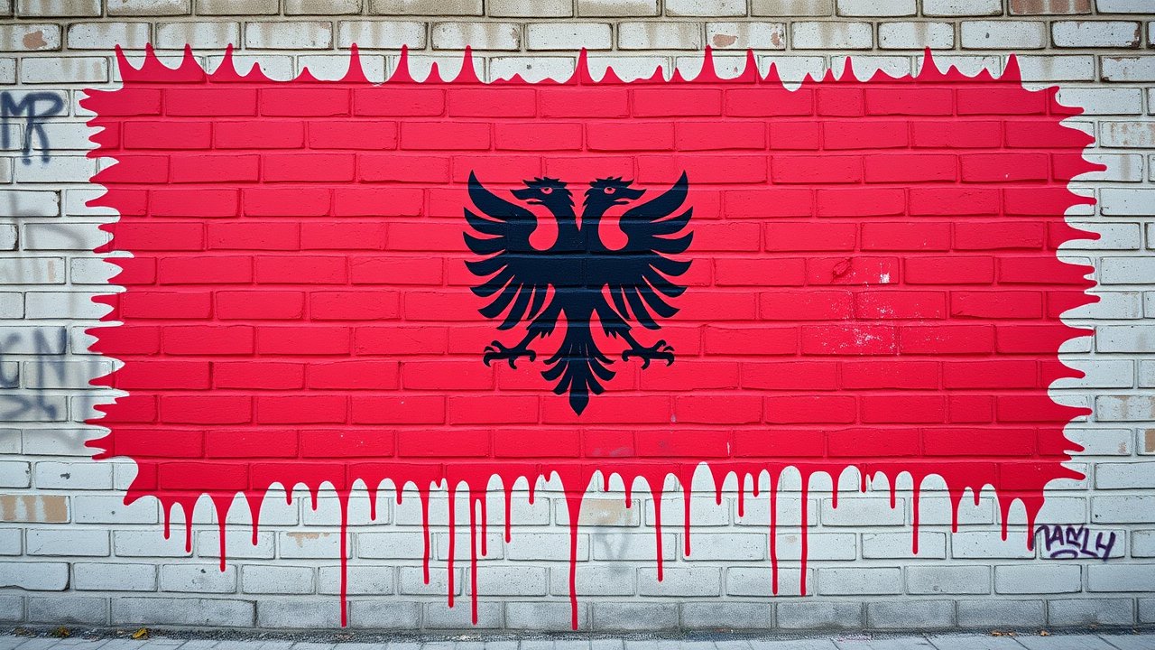 Flag of Albania 🇦🇱 in street art / graffiti style
