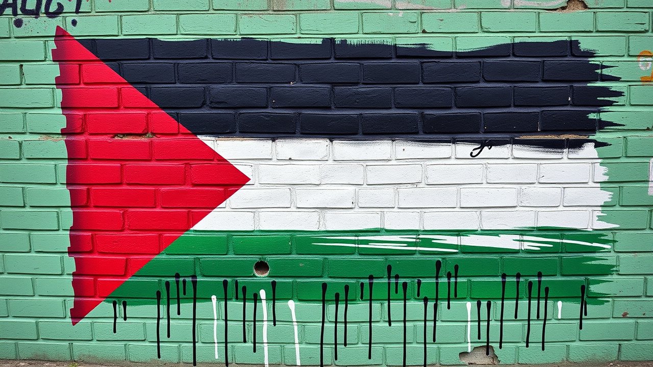 Flag of Palestine State 🇵🇸 in street art / graffiti style