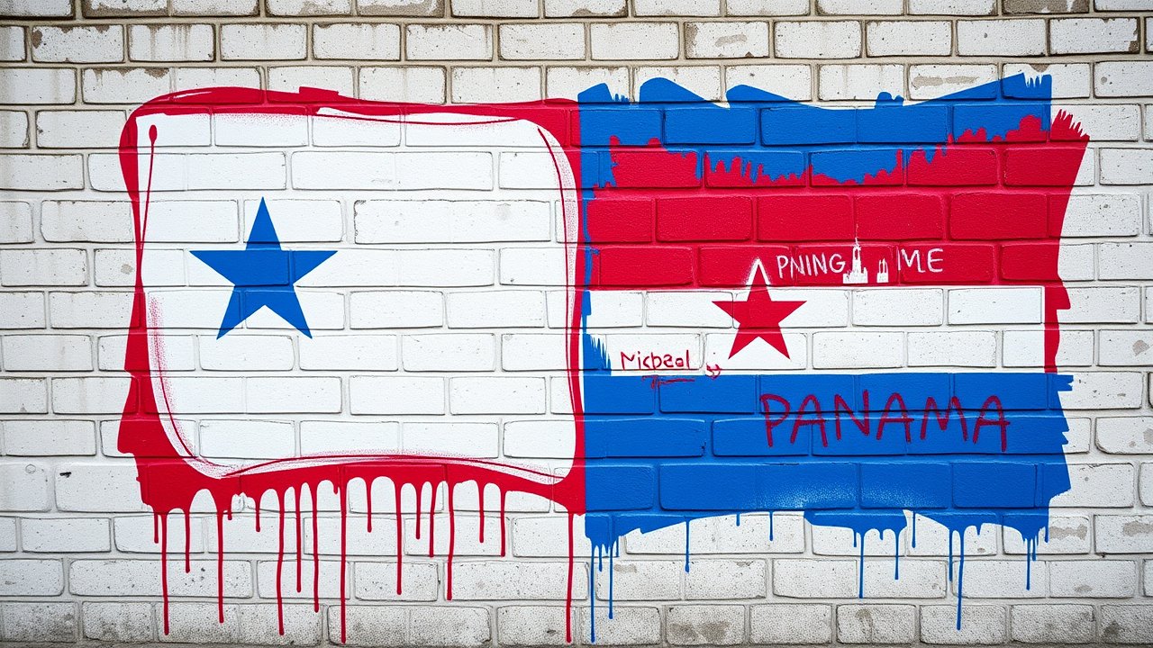 Flag of Panama 🇵🇦 in street art / graffiti style