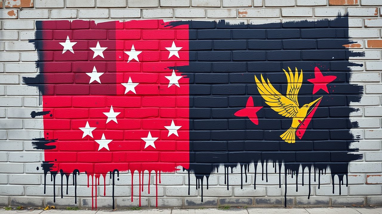 Flag of Papua New Guinea 🇵🇬 in street art / graffiti style
