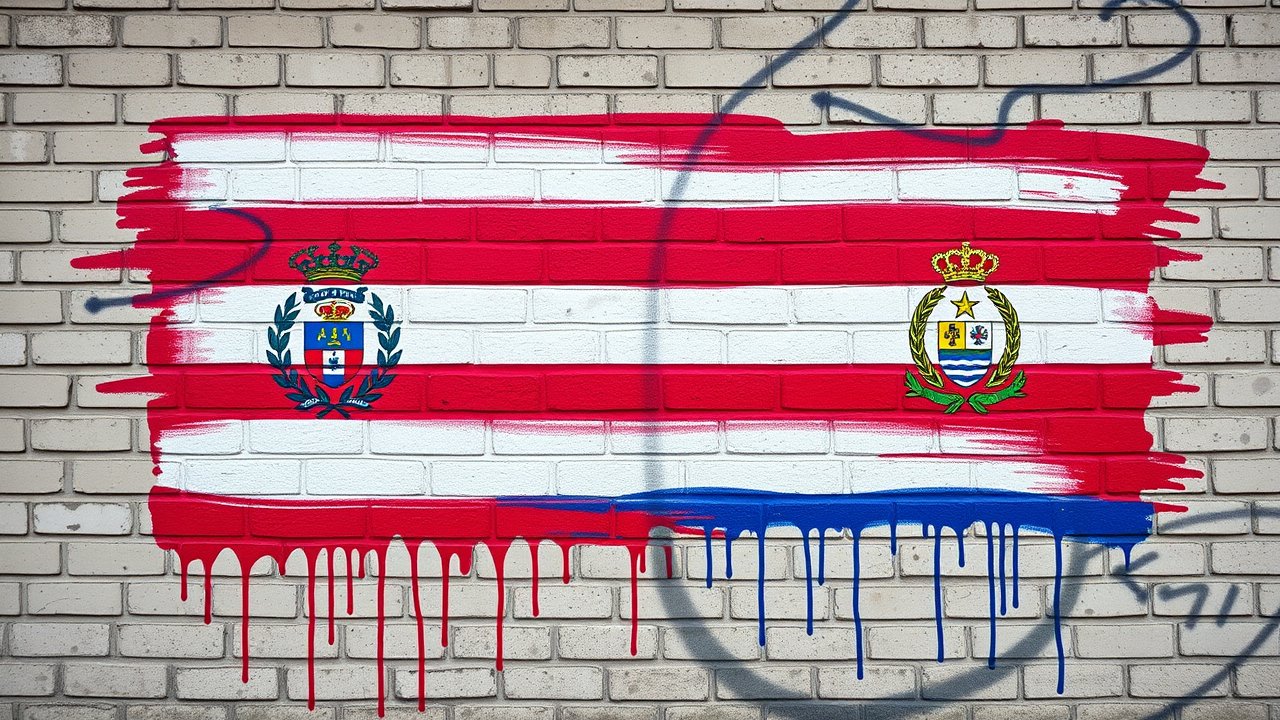 Flag of Paraguay 🇵🇾 in street art / graffiti style