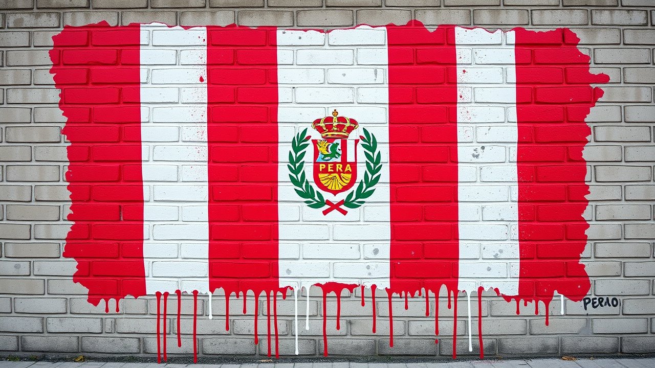 Flag of Peru 🇵🇪 in street art / graffiti style