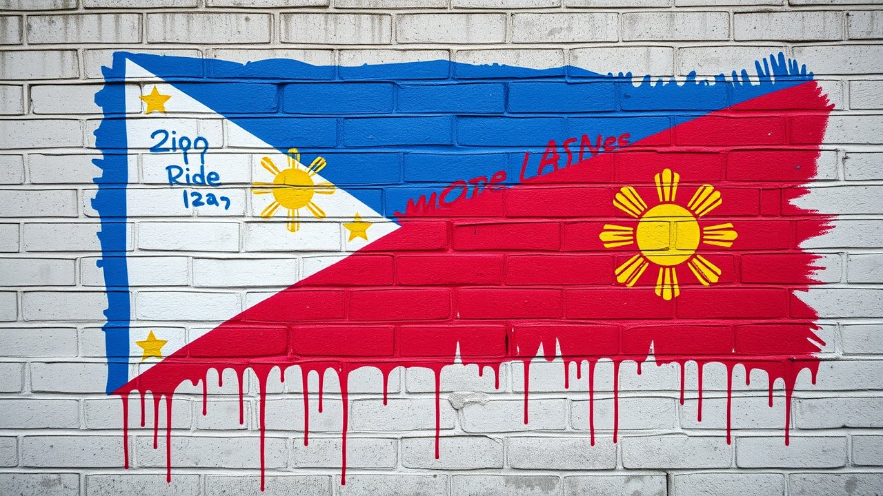 Flag of Philippines 🇵🇭 in street art / graffiti style