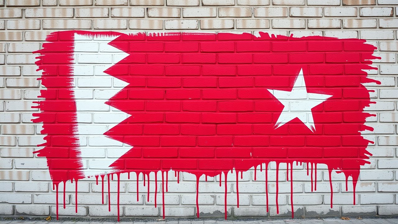 Flag of Bahrain 🇧🇭 in street art / graffiti style