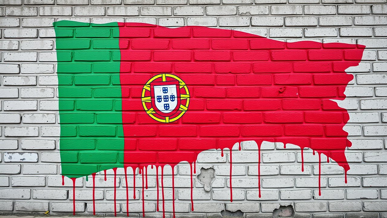 Flag of Portugal 🇵🇹 in street art / graffiti style