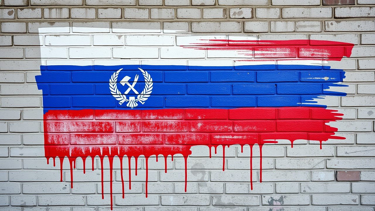 Flag of Russia 🇷🇺 in street art / graffiti style