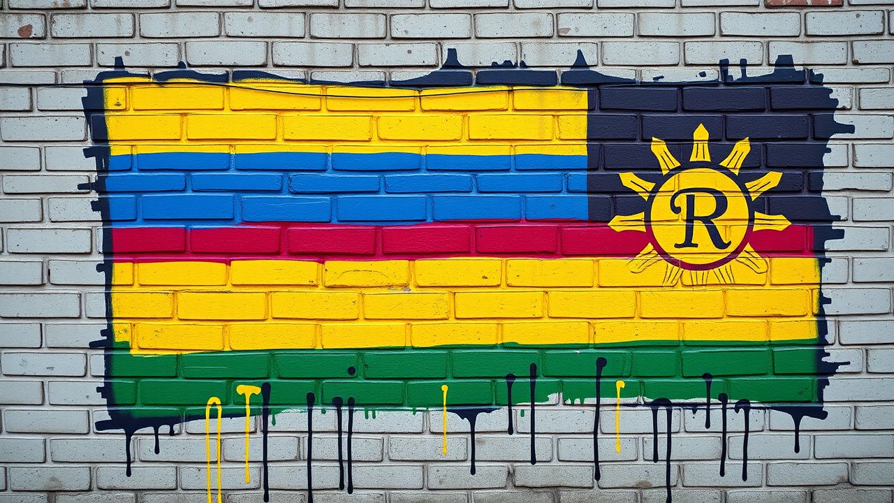 Flag of Rwanda 🇷🇼 in street art / graffiti style
