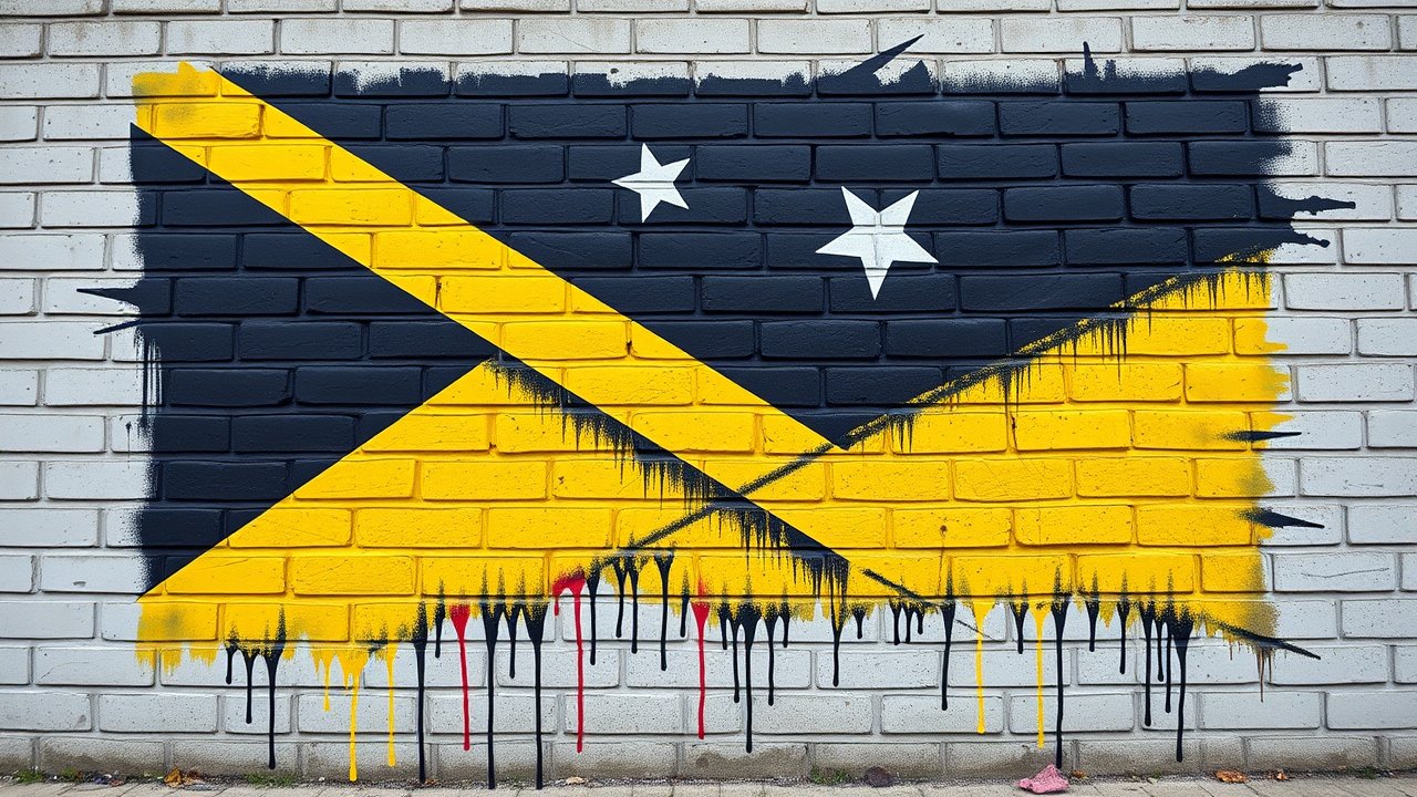 Flag of Saint Kitts and Nevis 🇰🇳 in street art / graffiti style