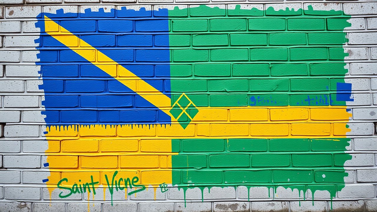 Flag of Saint Vincent and the Grenadines 🇻🇨 in street art / graffiti style