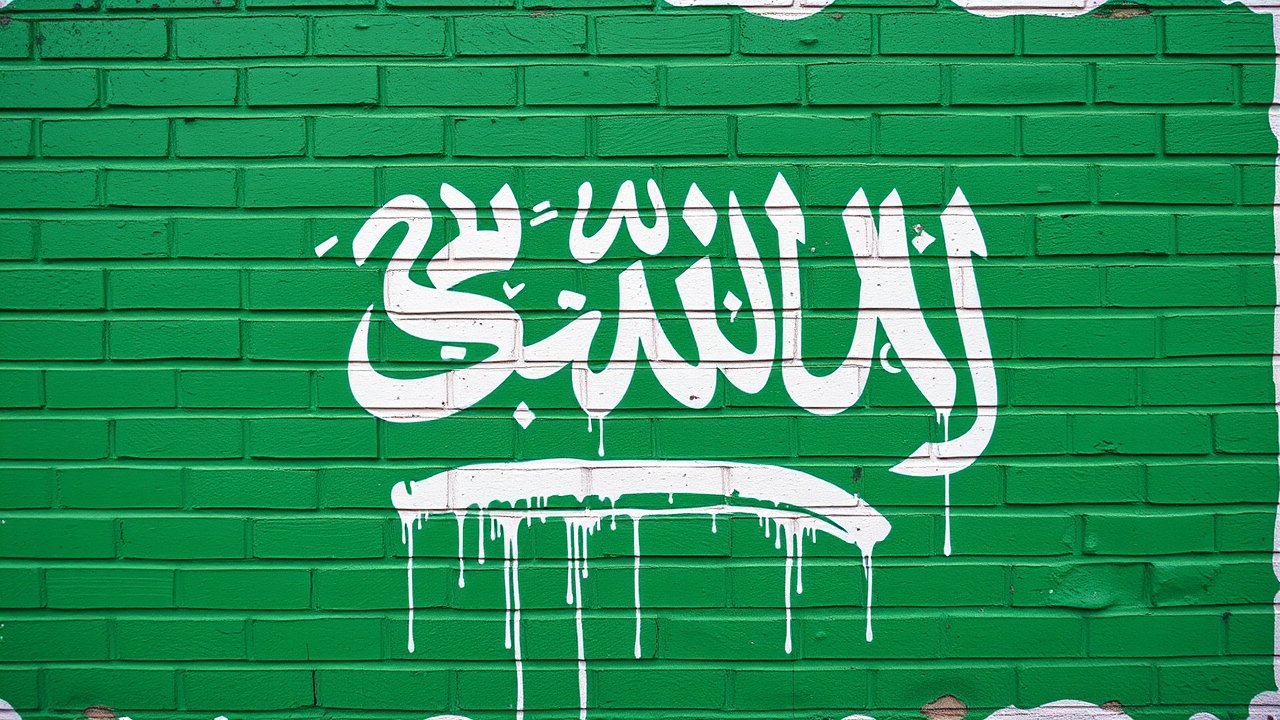 Flag of Saudi Arabia 🇸🇦 in street art / graffiti style