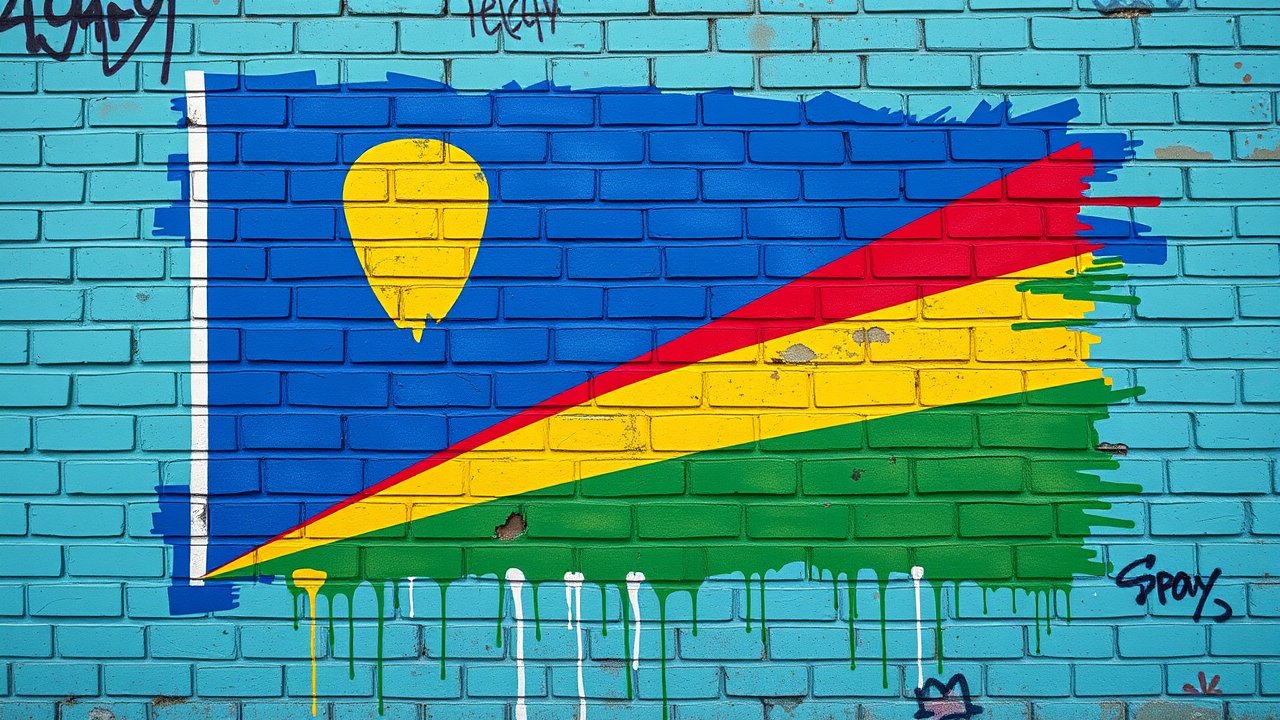 Flag of Seychelles 🇸🇨 in street art / graffiti style