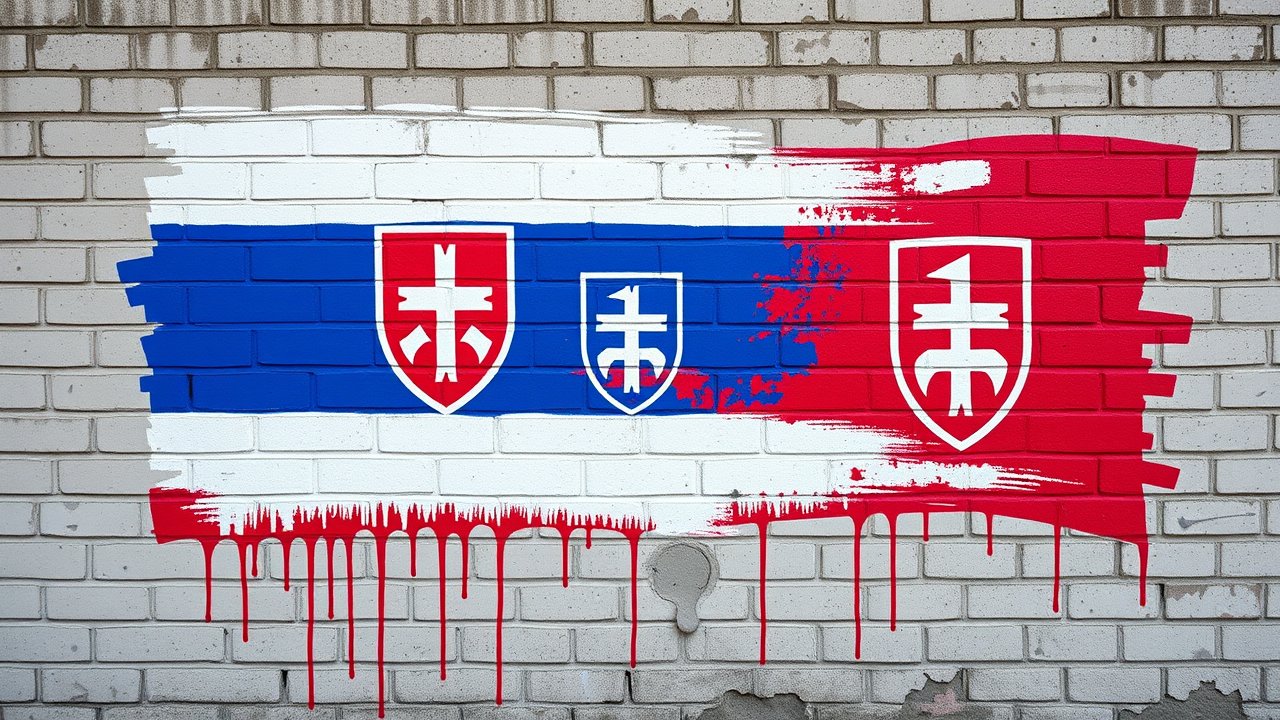 Flag of Slovakia 🇸🇰 in street art / graffiti style