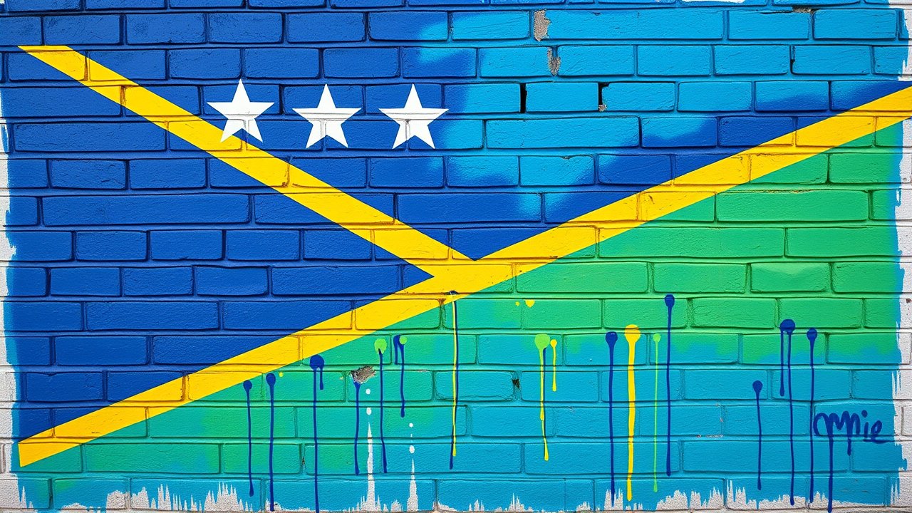 Flag of Solomon Islands 🇸🇧 in street art / graffiti style