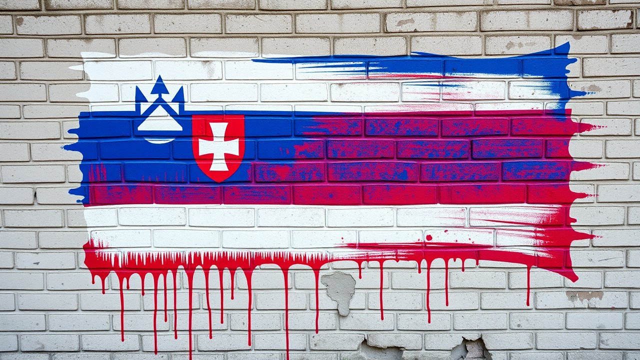 Flag of Slovenia 🇸🇮 in street art / graffiti style