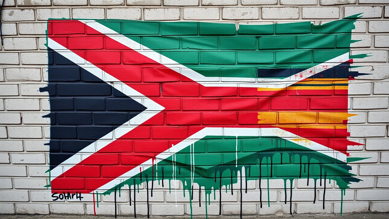 Flag of South Africa 🇿🇦 in street art / graffiti style