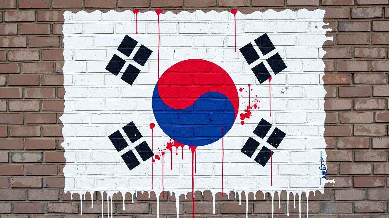 Flag of South Korea 🇰🇷 in street art / graffiti style