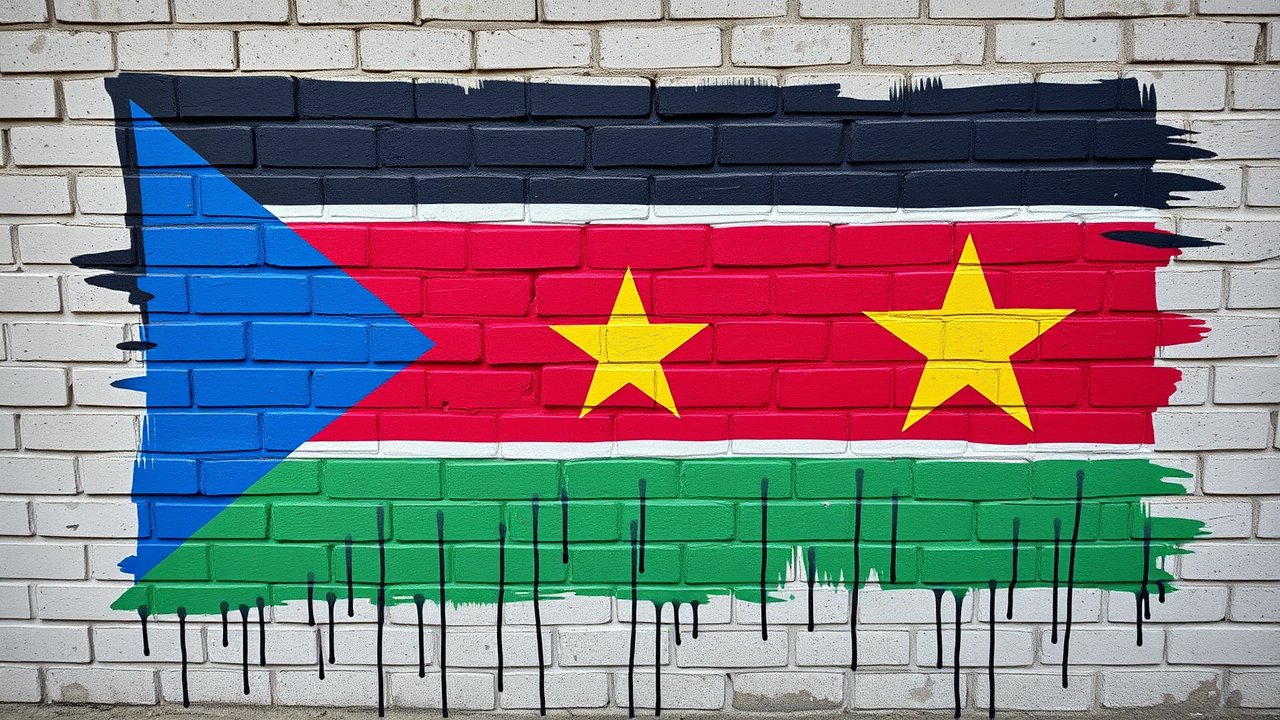 Flag of South Sudan 🇸🇸 in street art / graffiti style