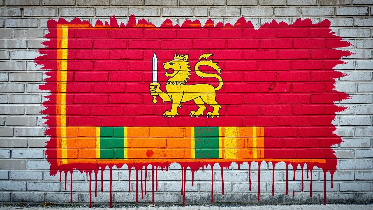 Flag of Sri Lanka 🇱🇰 in street art / graffiti style