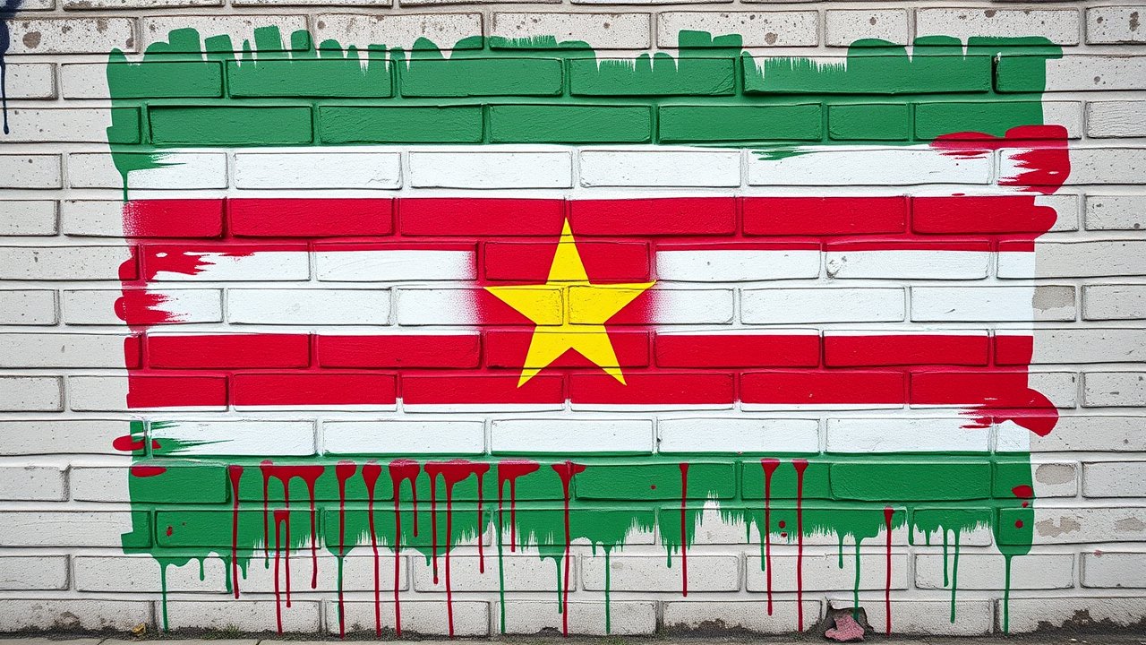 Flag of Suriname 🇸🇷 in street art / graffiti style
