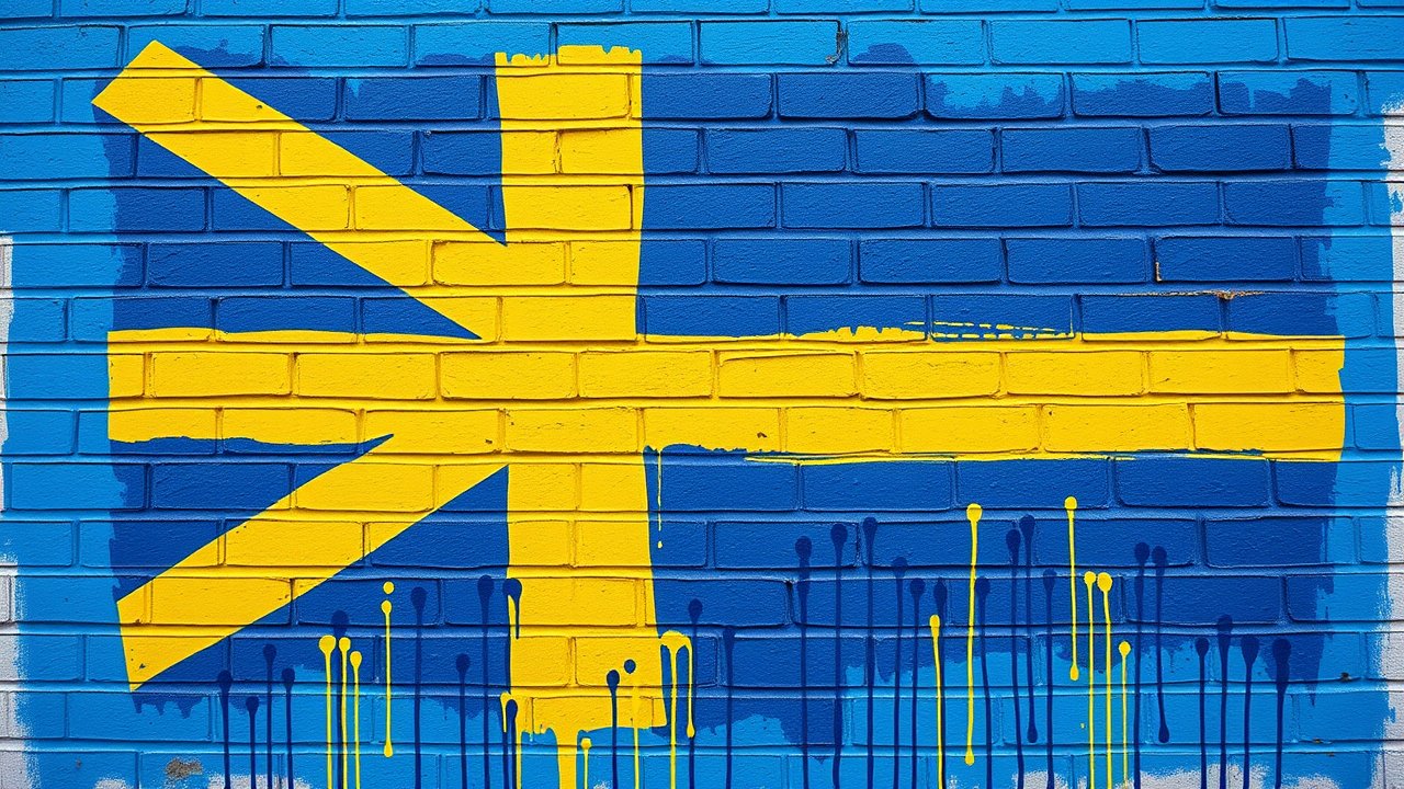 Flag of Sweden 🇸🇪 in street art / graffiti style
