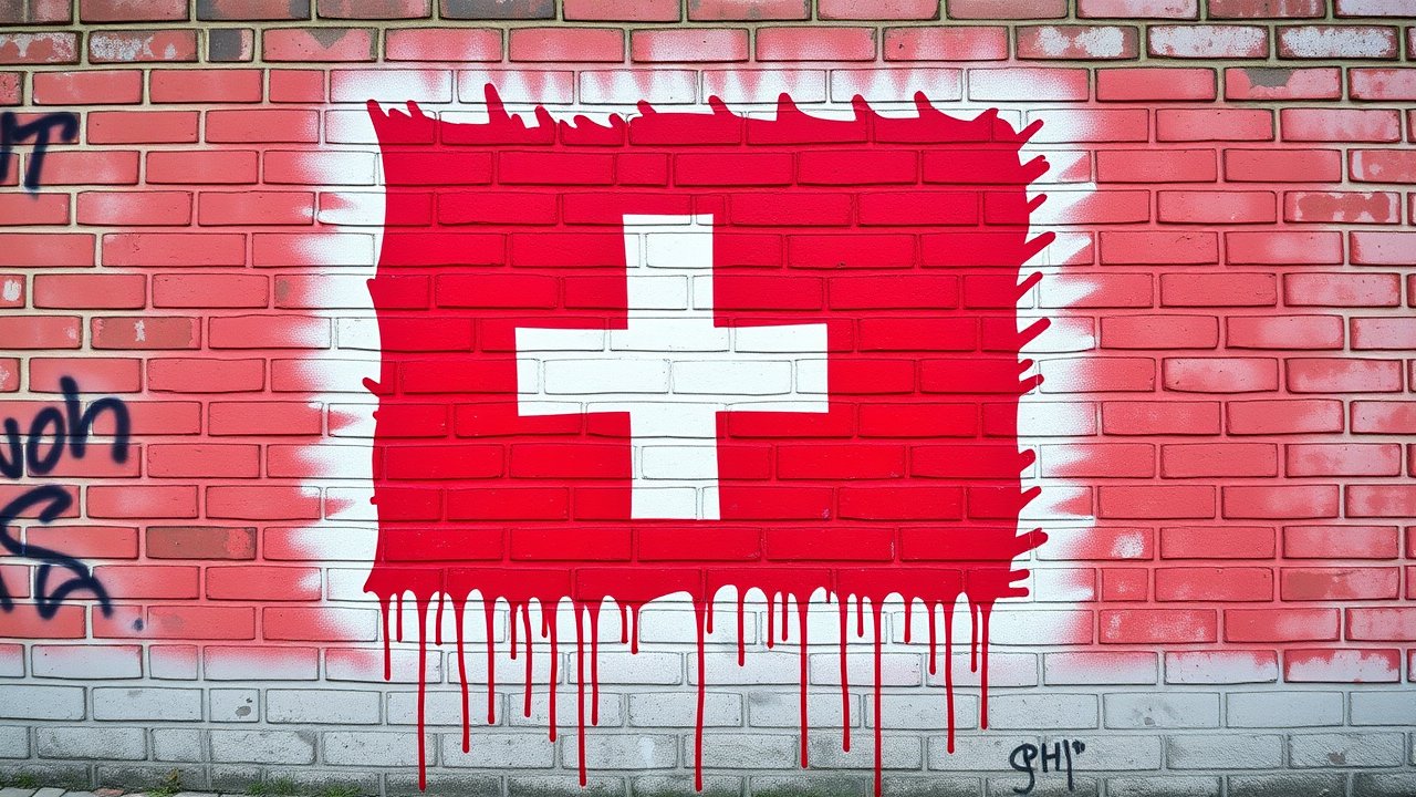Flag of Switzerland 🇨🇭 in street art / graffiti style