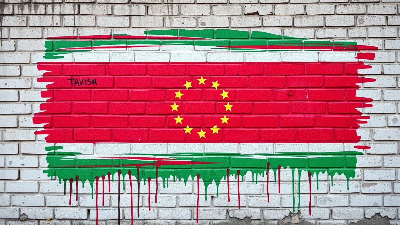 Flag of Tajikistan 🇹🇯 in street art / graffiti style
