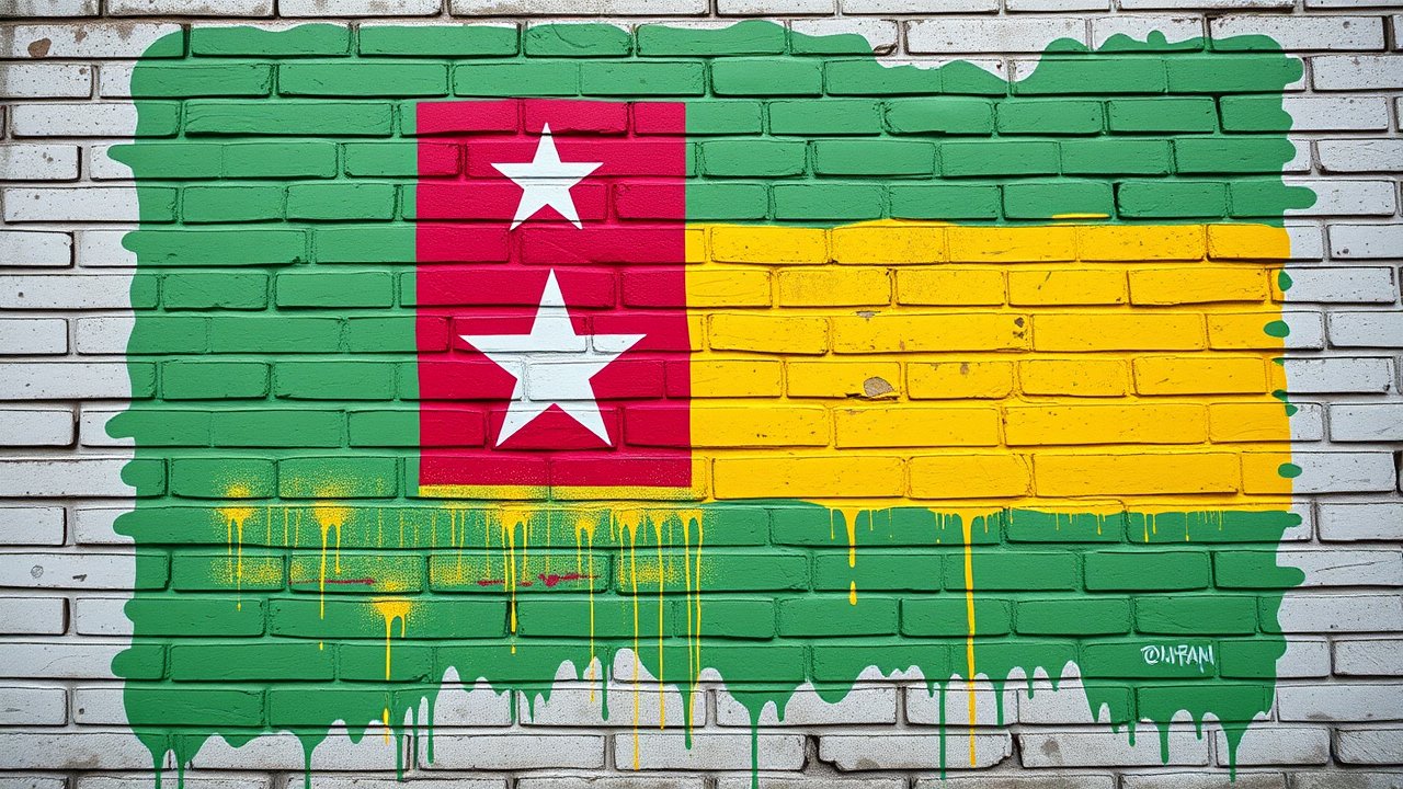 Flag of Togo 🇹🇬 in street art / graffiti style