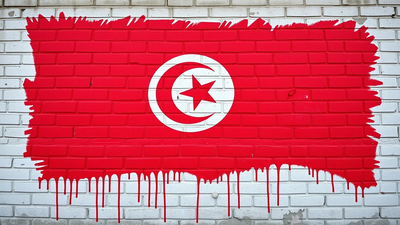 Flag of Tunisia 🇹🇳 in street art / graffiti style