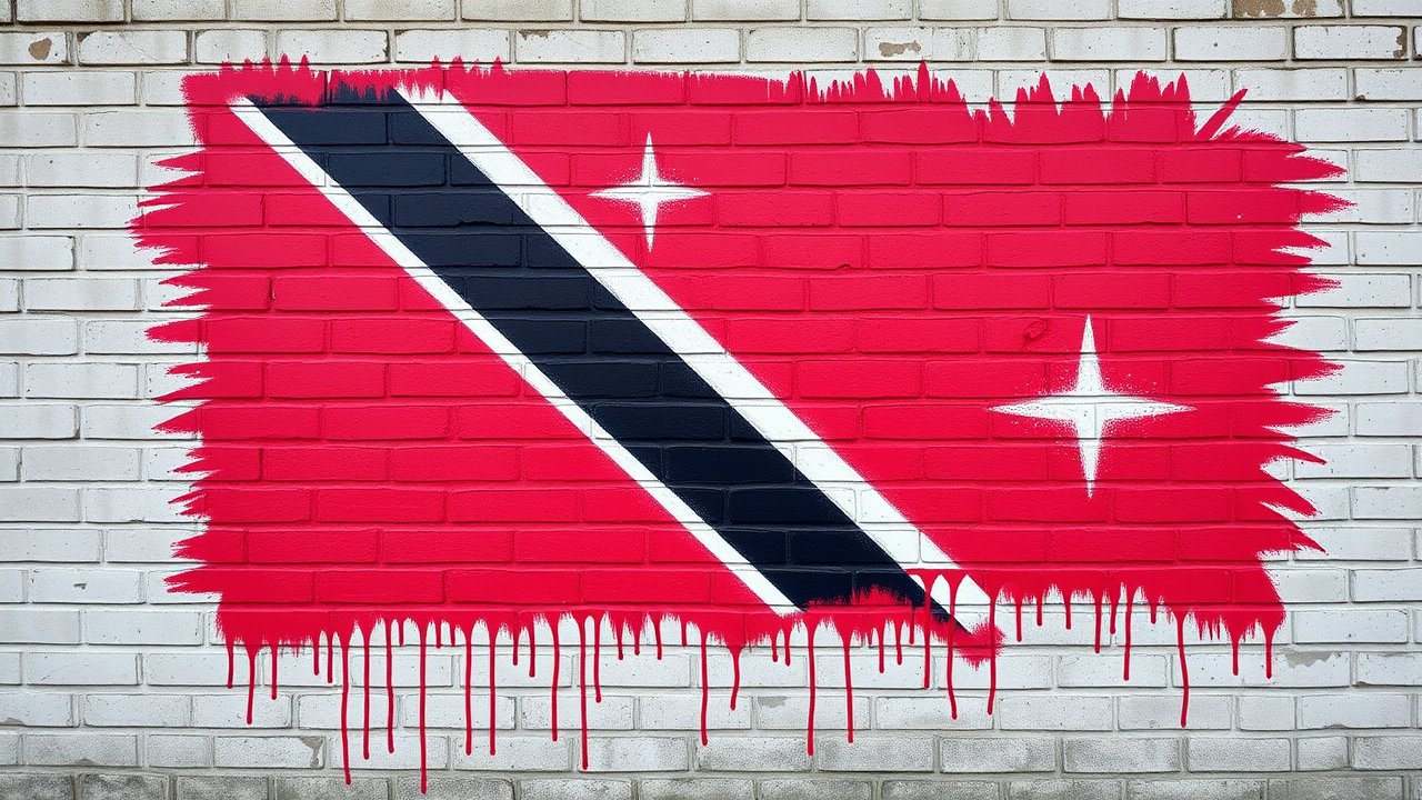 Flag of Trinidad and Tobago 🇹🇹 in street art / graffiti style