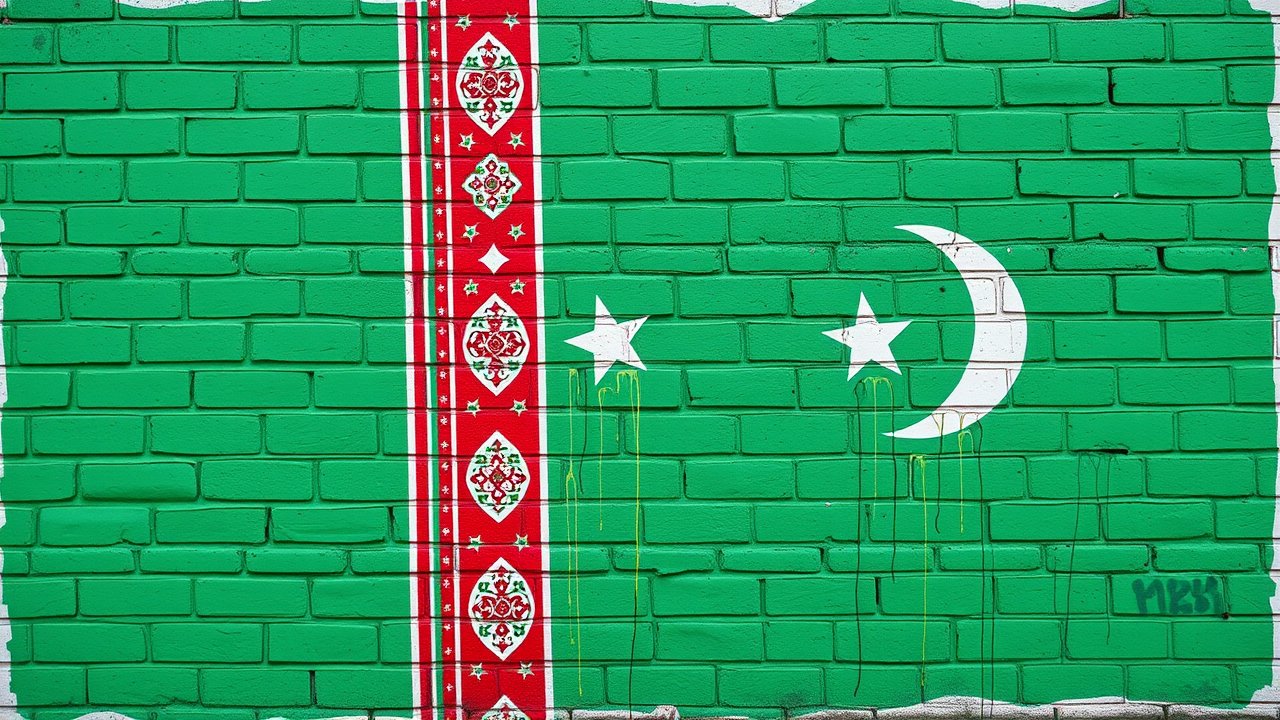 Flag of Turkmenistan 🇹🇲 in street art / graffiti style