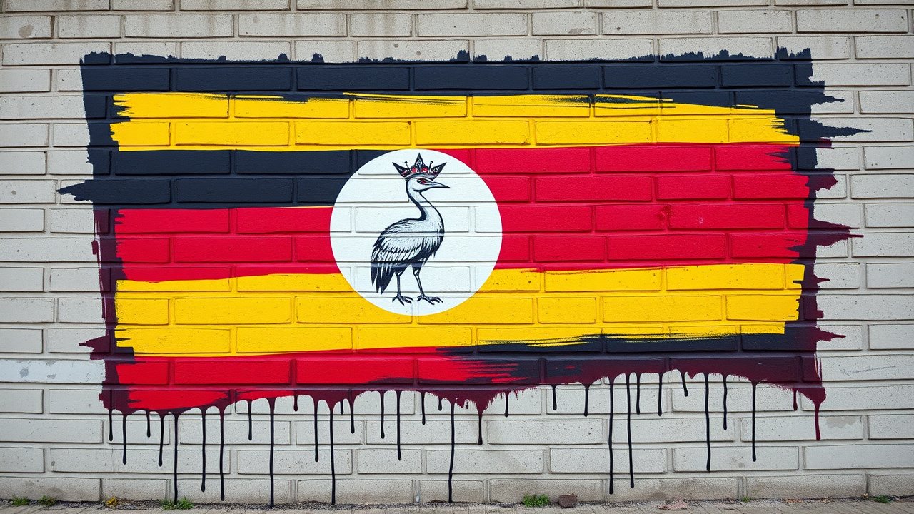 Flag of Uganda 🇺🇬 in street art / graffiti style