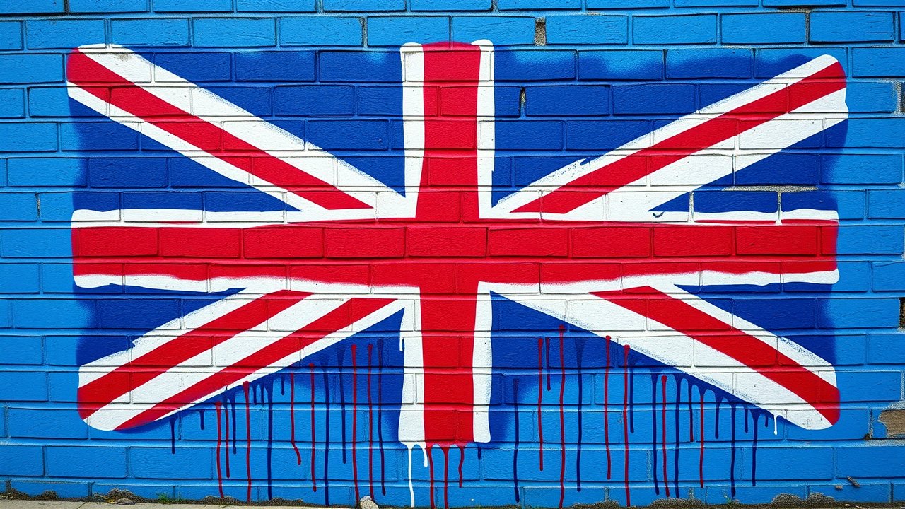 Flag of United Kingdom 🇬🇧 in street art / graffiti style