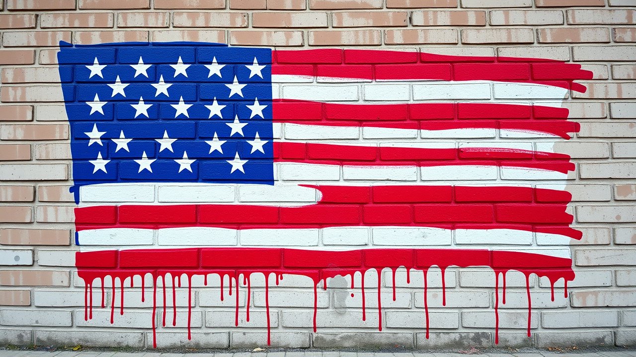 Flag of United States 🇺🇸 in street art / graffiti style