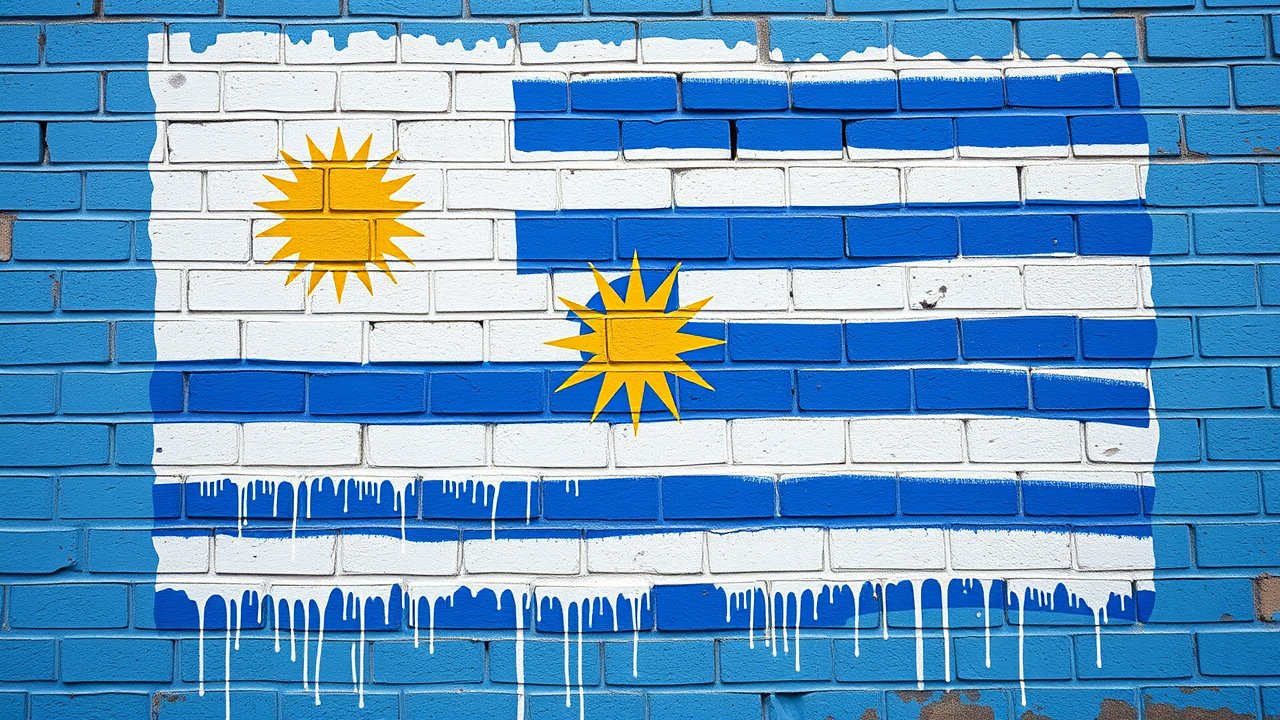 Flag of Uruguay 🇺🇾 in street art / graffiti style