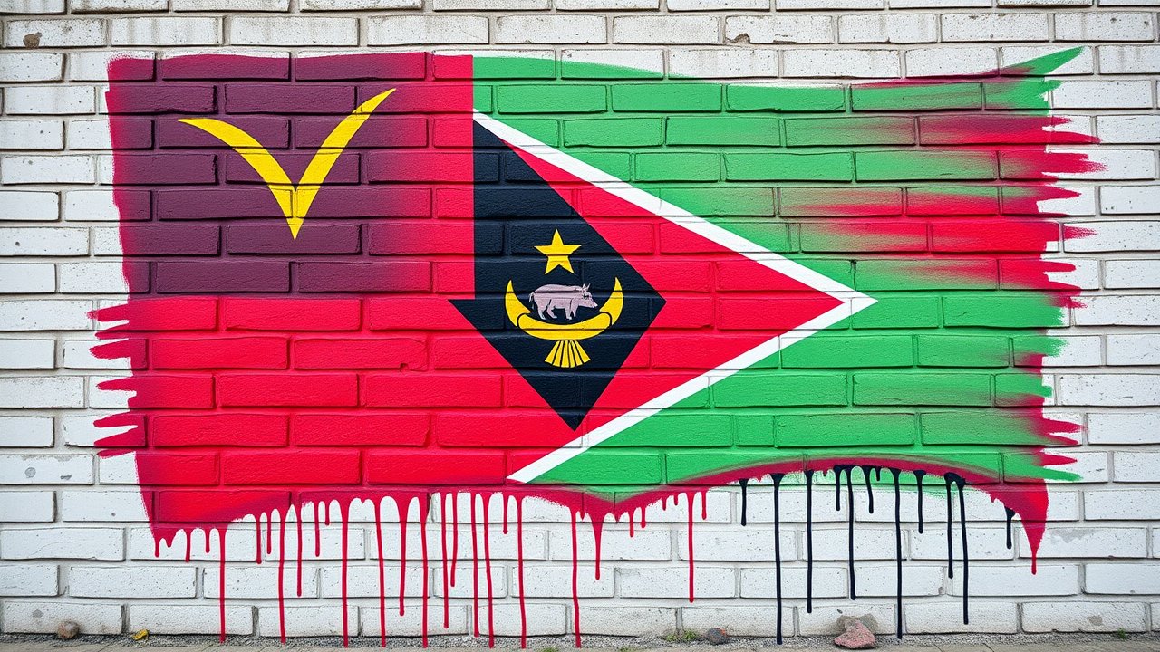 Flag of Vanuatu 🇻🇺 in street art / graffiti style