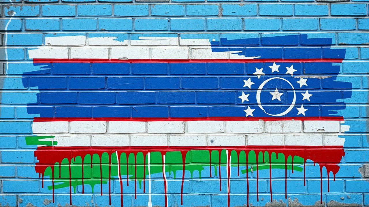 Flag of Uzbekistan πΊπΏ in street art / graffiti style